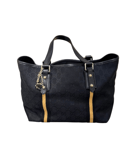 BORSA GUCCI TESSUTO NERO FASCIA WEB NERA E SENAPE