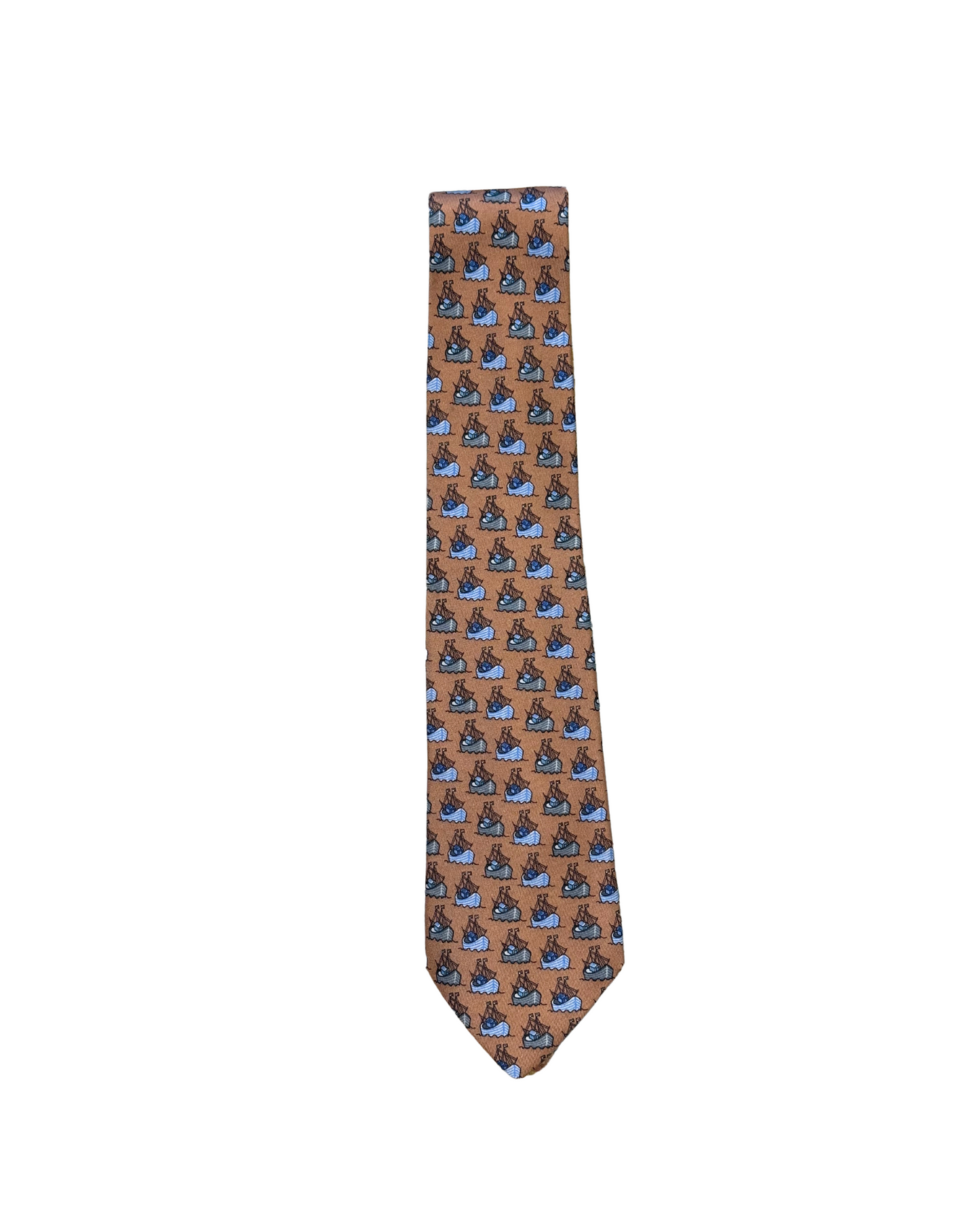 CRAVATTA HERMES MARRONE BARCHE