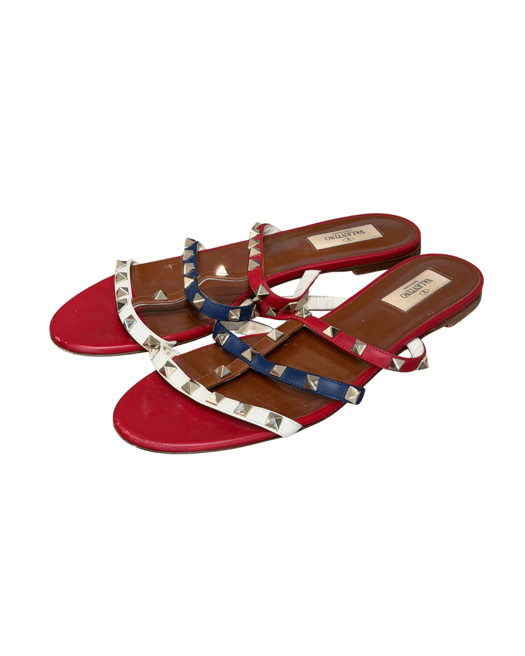 SANDALI FLAT ROCKSTUD IN PELLE MULTICOLOR Nr 40