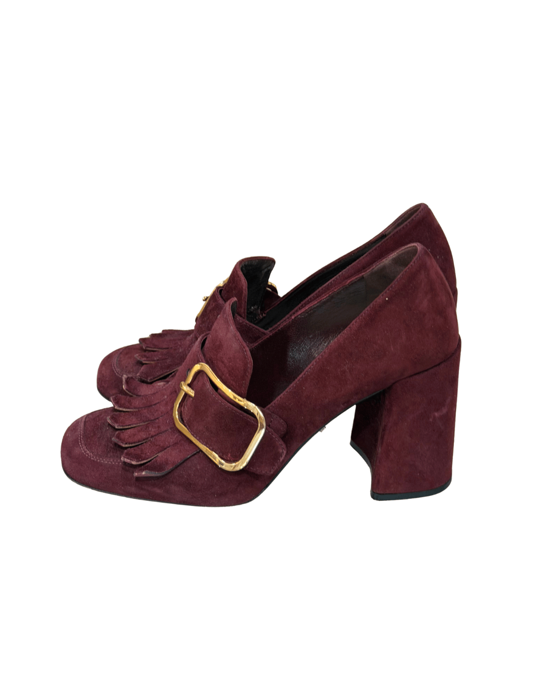 DECOLLETE PRADA CAMOSCIO BORDEAUX CON FRANGE Nr 37