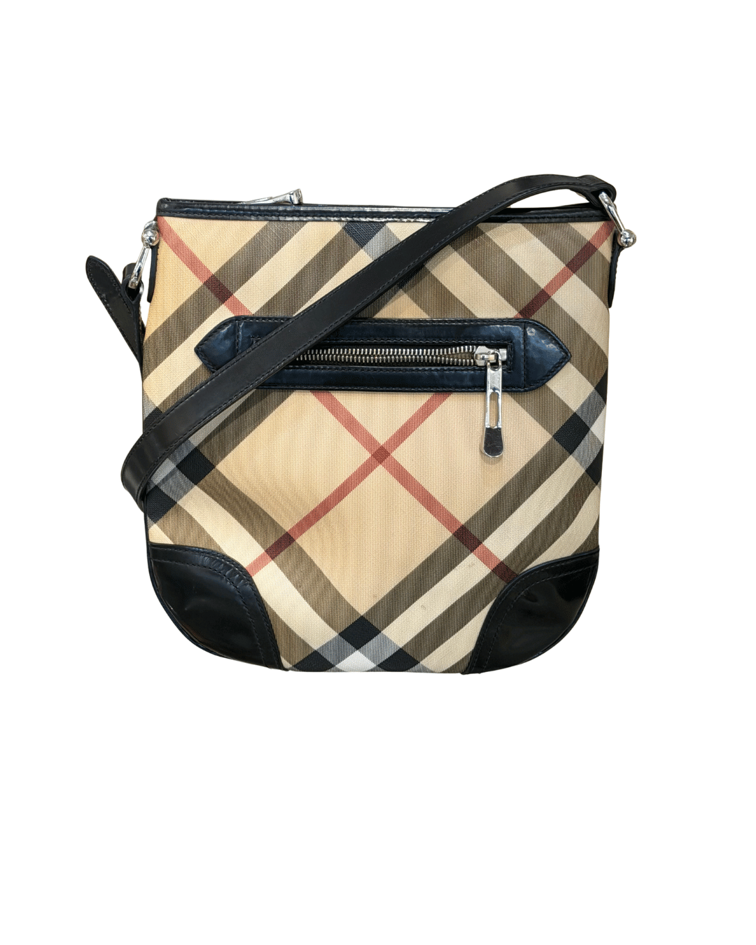 BURBERRY TRACOLLA RIFINITURE PELLE VERNICIATA NERA