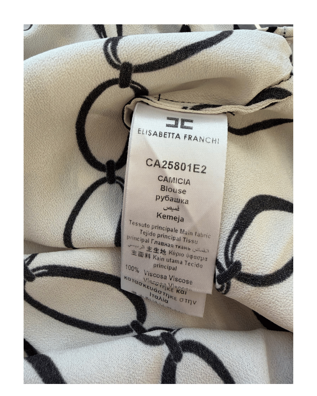 CAMICIA ELISABETTA FRANCHI AVORIO E NERA Tg 42