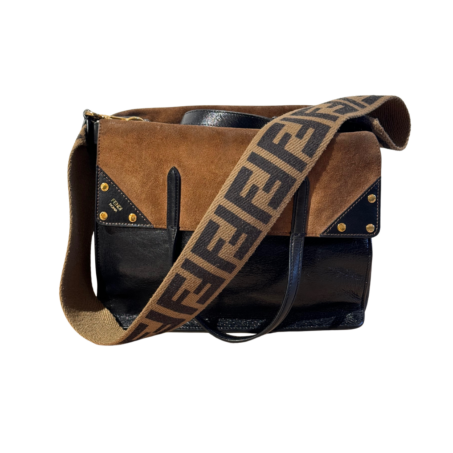 FENDI FLIP NERA CON TRACOLLA TELA ZUCCA