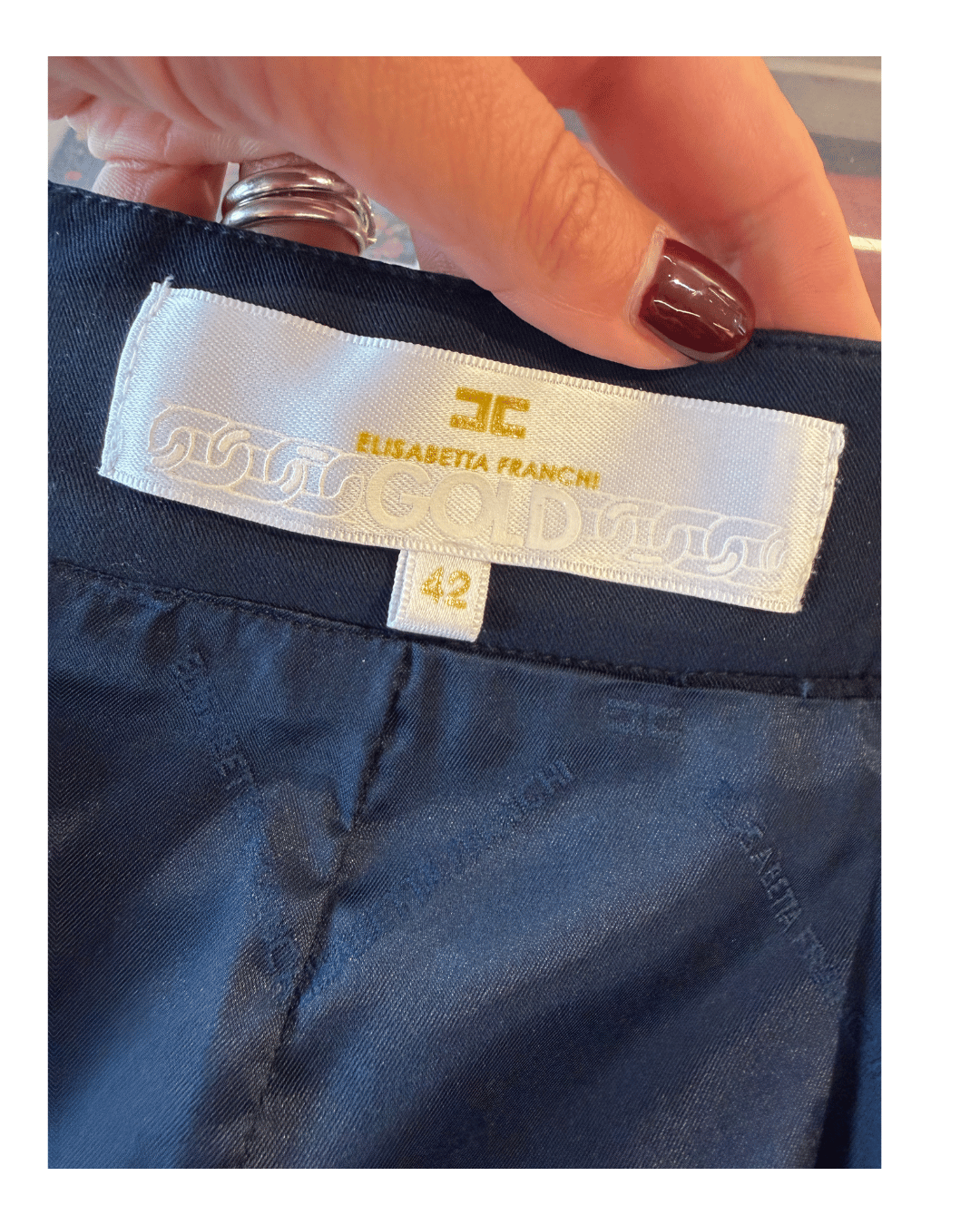 GONNA ELISABETTA FRANCHI FRANGE BLU E NERA Tg 42