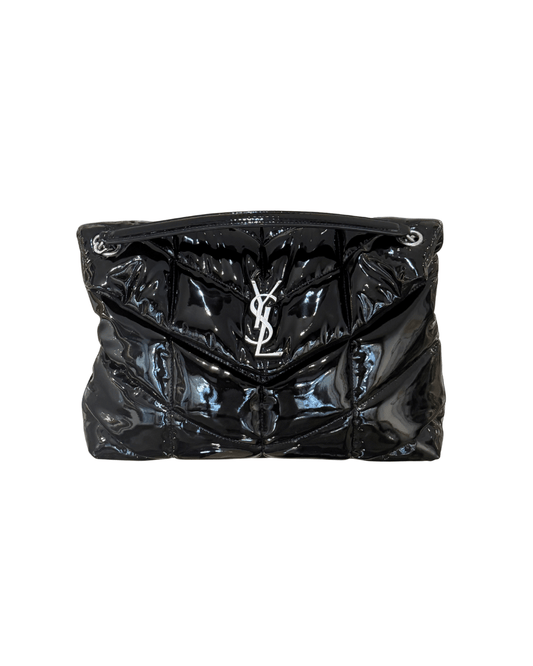 PUFFER MEDIA YSL PELLE VERNICIATA NERA