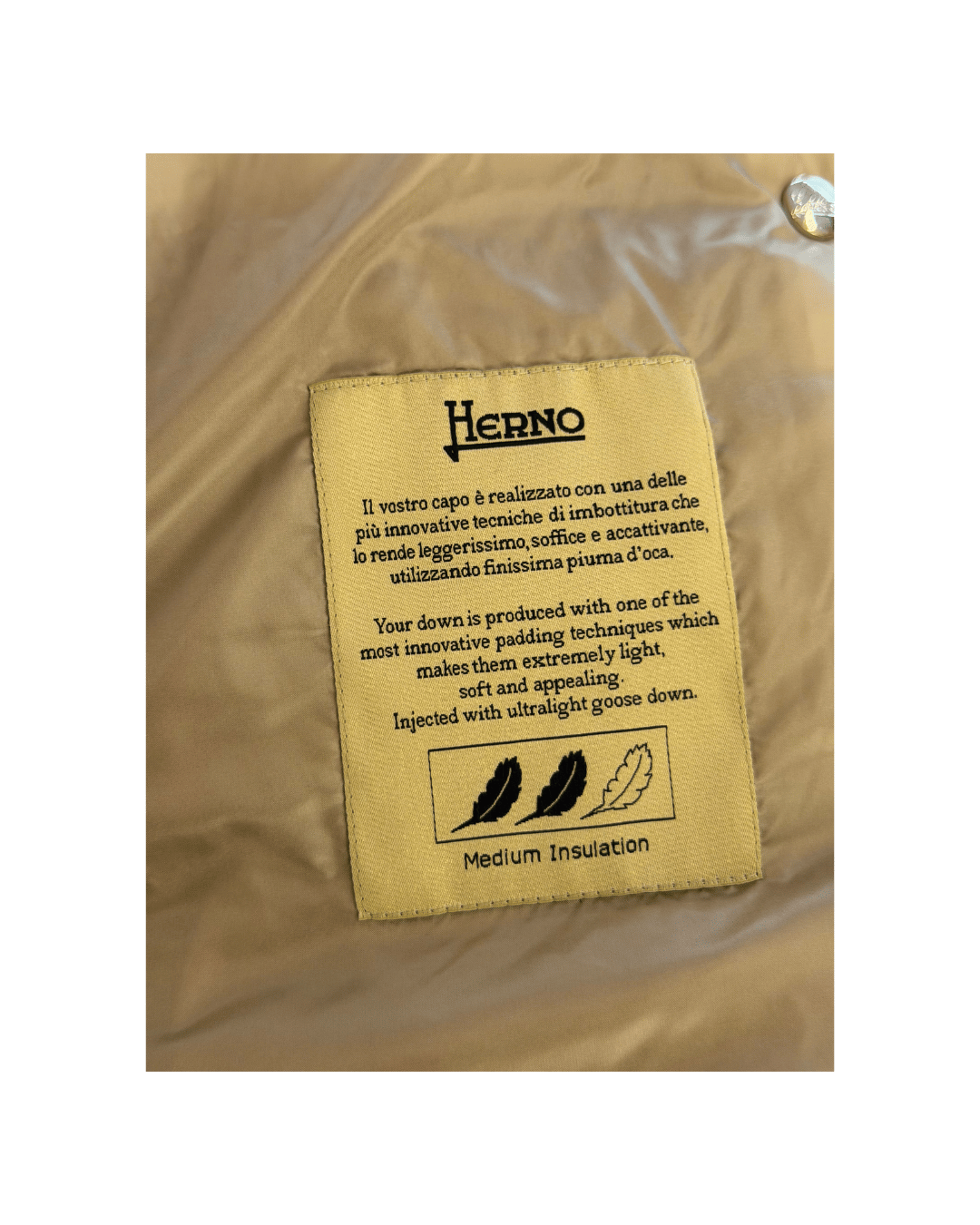 PIUMINO 100 GRAMMI HERNO CHAMPAGNE Tg 40