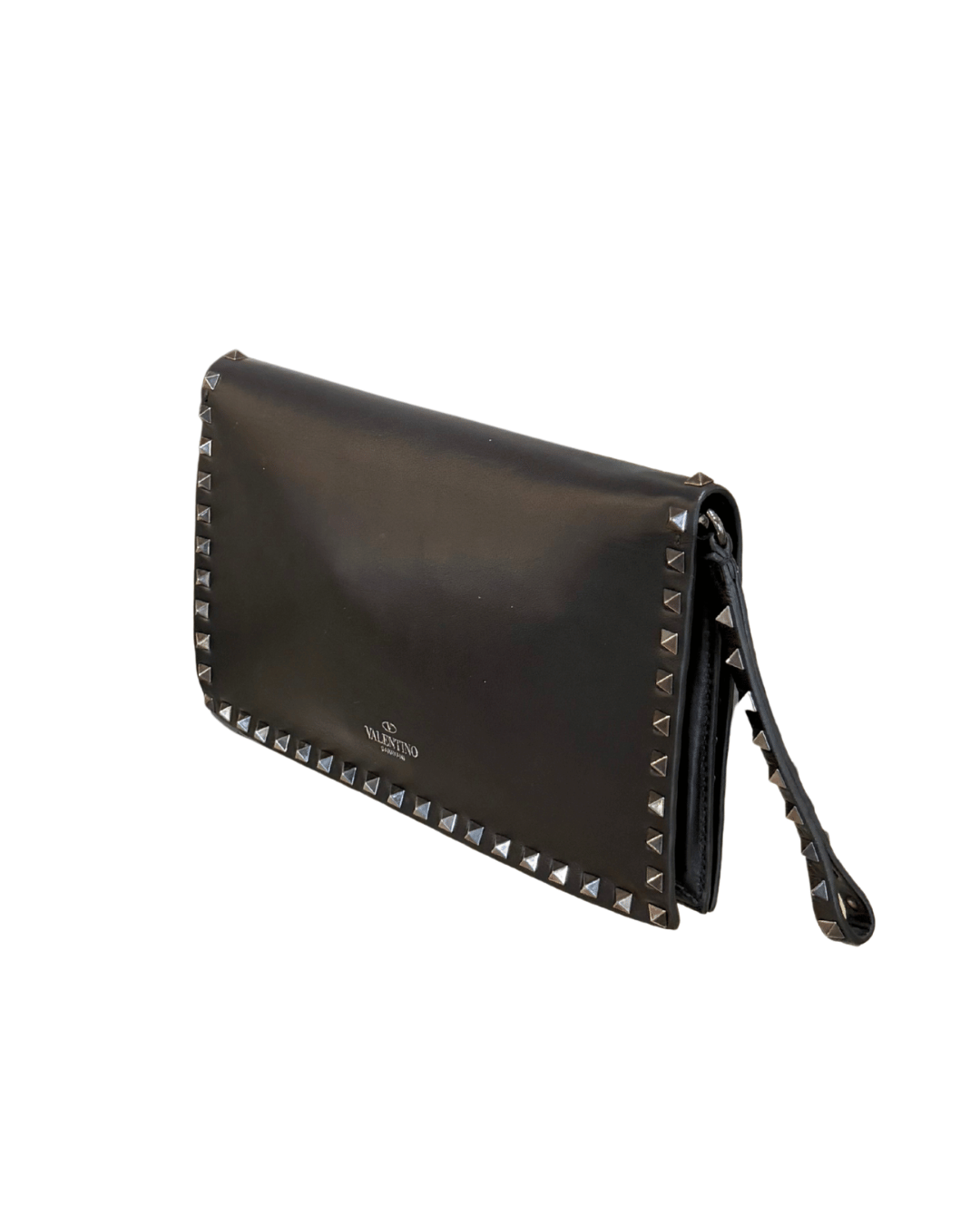 CLUTCH POCHETTE PELLE LISCIA NERA VALENTINO