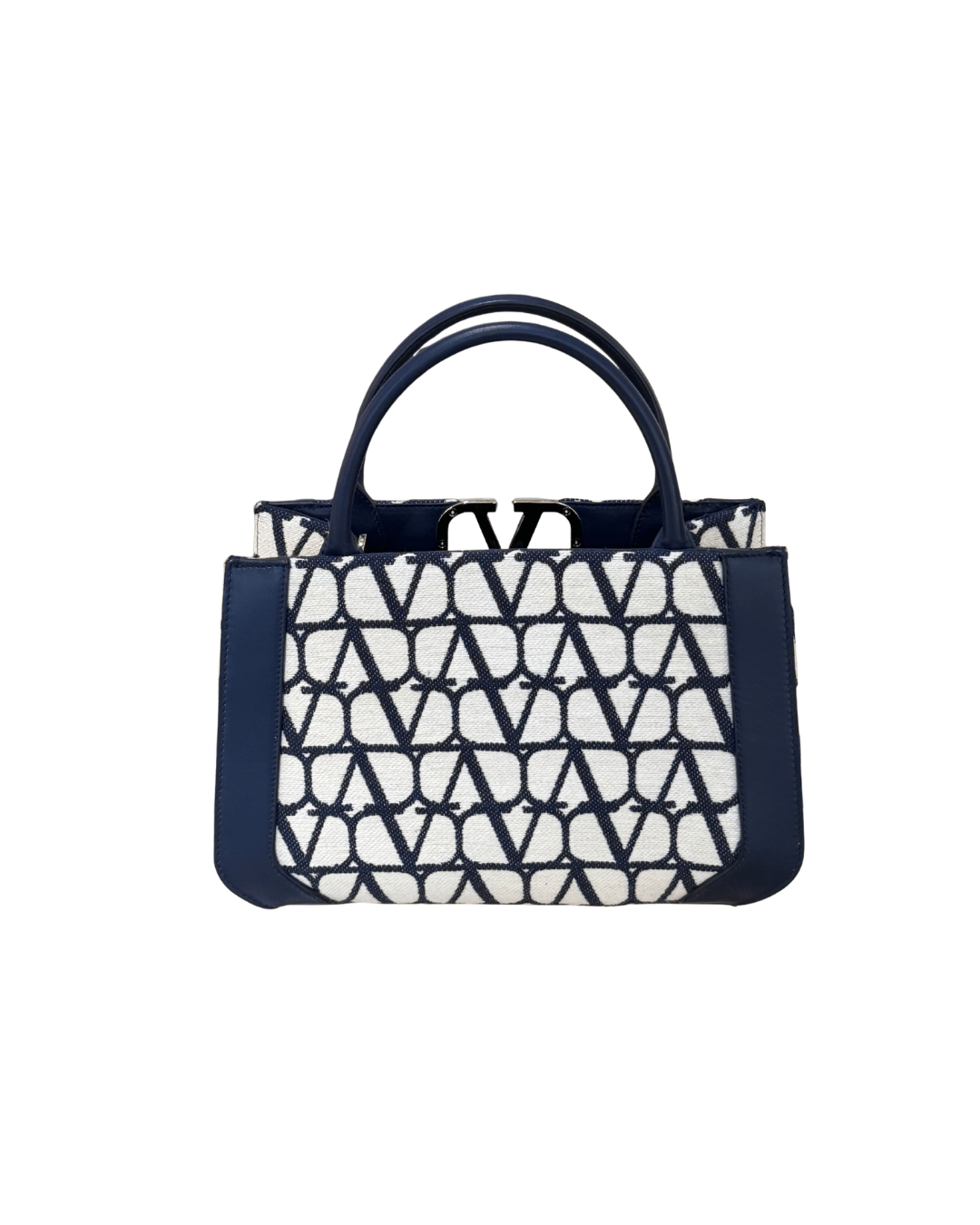 VALENTINO VLOGO SIGNATURE TOTE RIFINITURE BLU