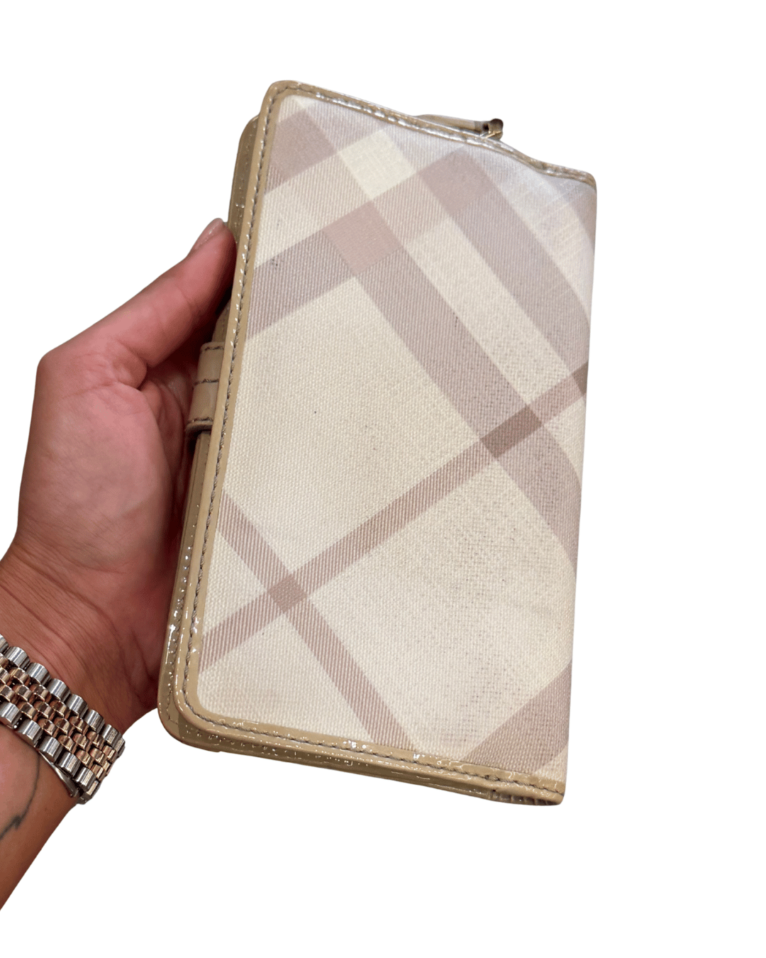 PORTAFOGLIO BURBERRY RIFINITURE BEIGE VERNICE