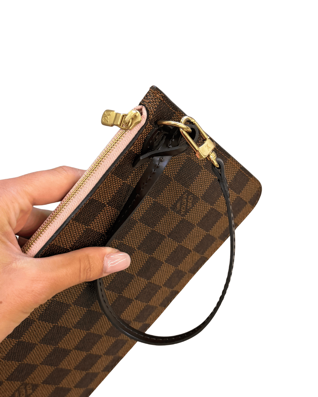 POCHETTE PIATTA DAMIER EBENE INTERNO ROSA