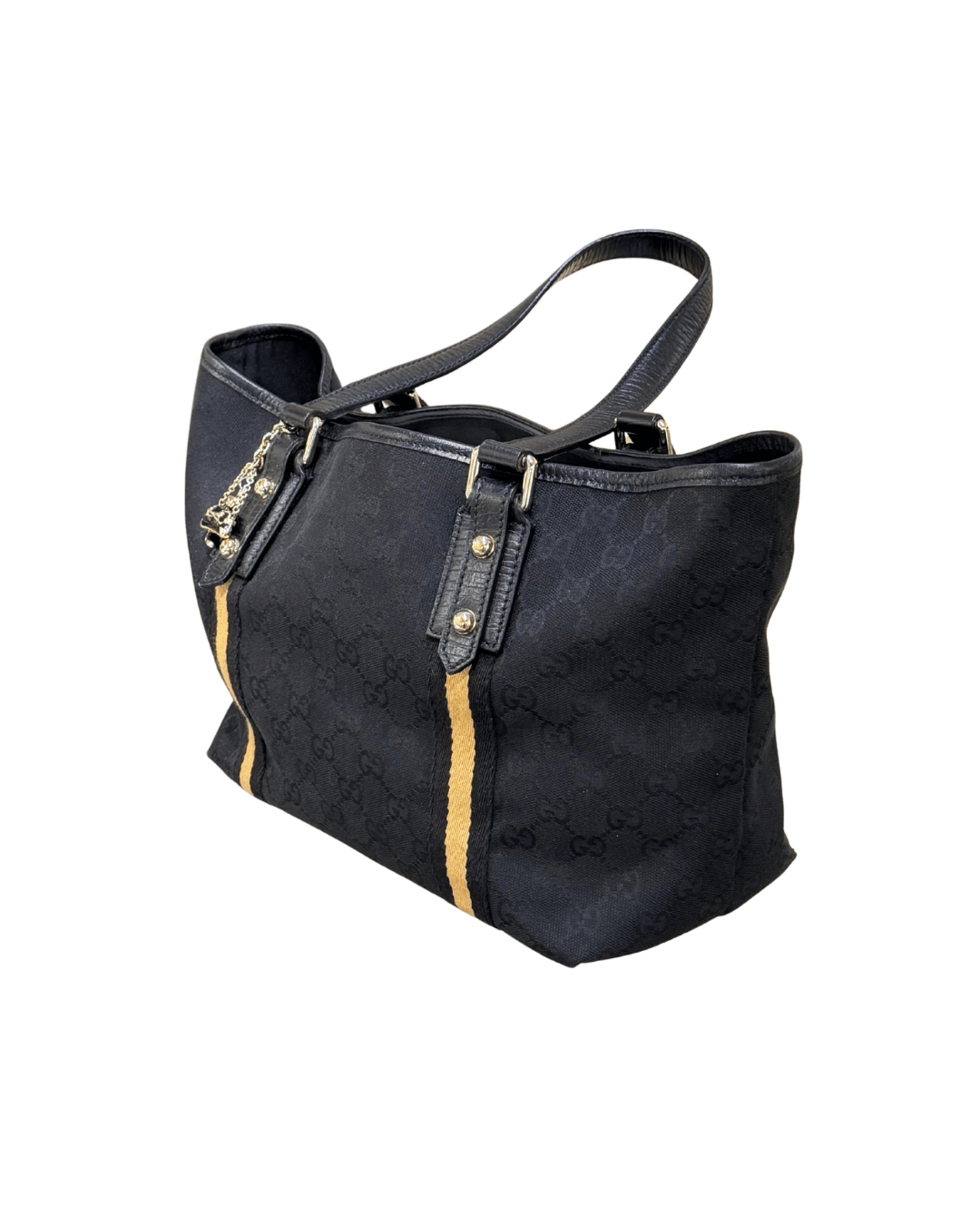 BORSA GUCCI TESSUTO NERO FASCIA WEB NERA E SENAPE