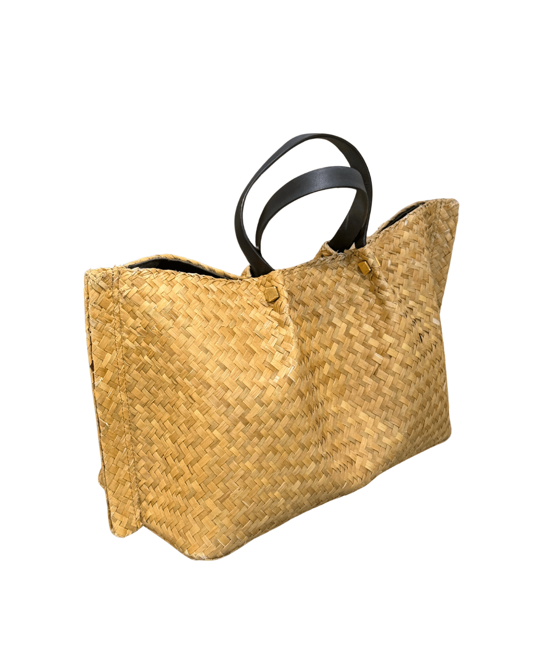 SHOPPER VALENTINO RAFFIA RIFINITURE NERE