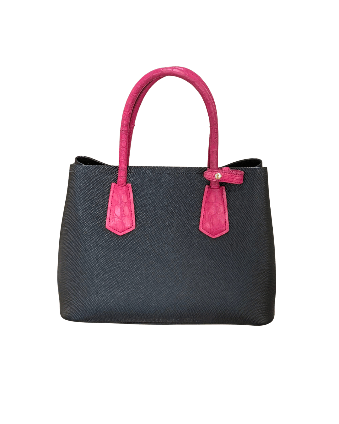 PRADA DOUBLE NERA CON MANICI STAMPA COCCO FUCSIA