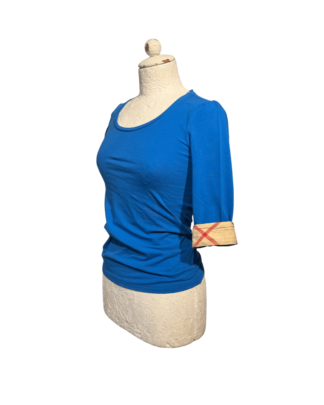 MAGLINA BURBERRY BLU ELETTRICA MANICA TRE QUARTI Tg XS