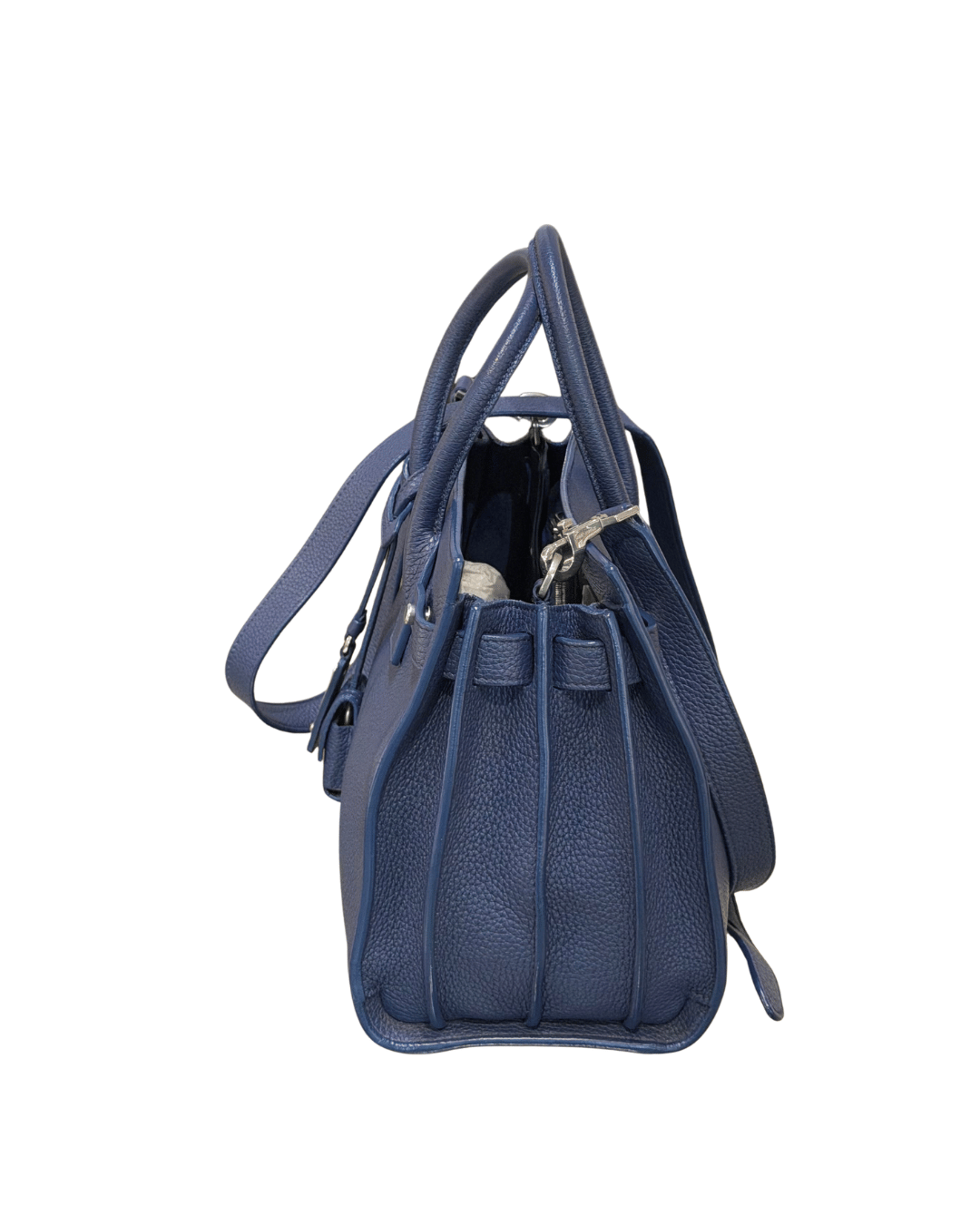 SAC DE JOUR SMALL YSL BLU PELLE MARTELLATA