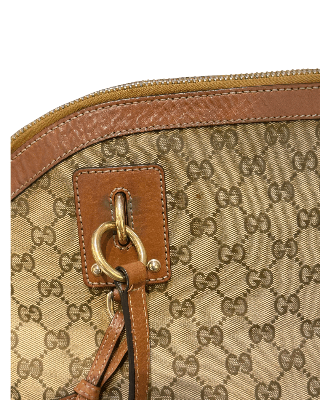 BORSA GUCCI GG SUPREME CON RIFINITURE CUOIO E TRACOLLA