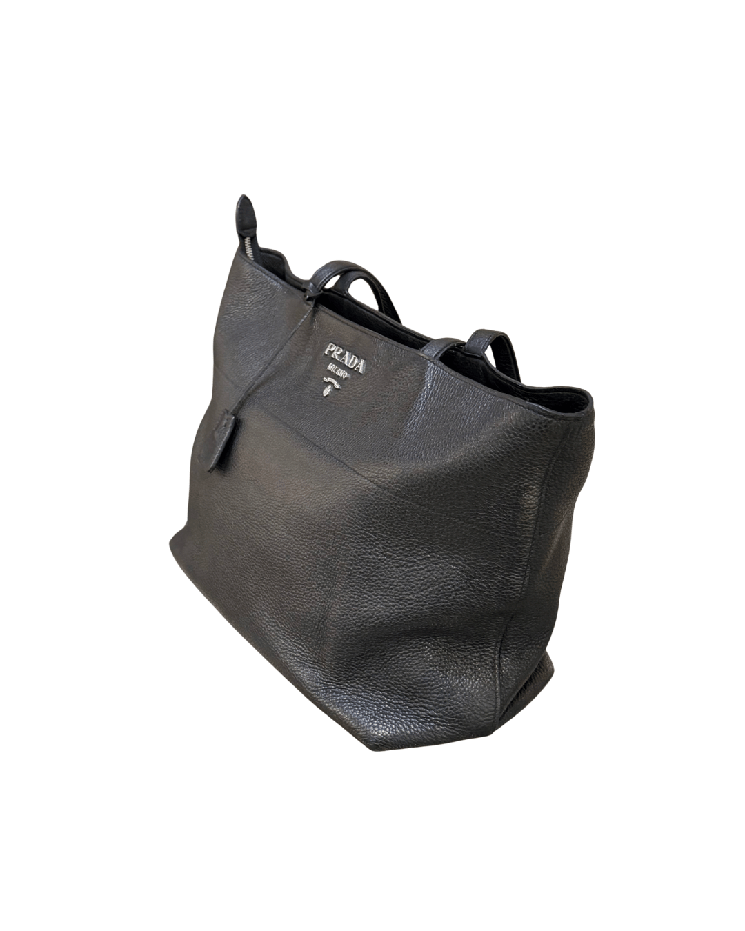 PRADA SHOPPER PELLE NERA MARTELLATA