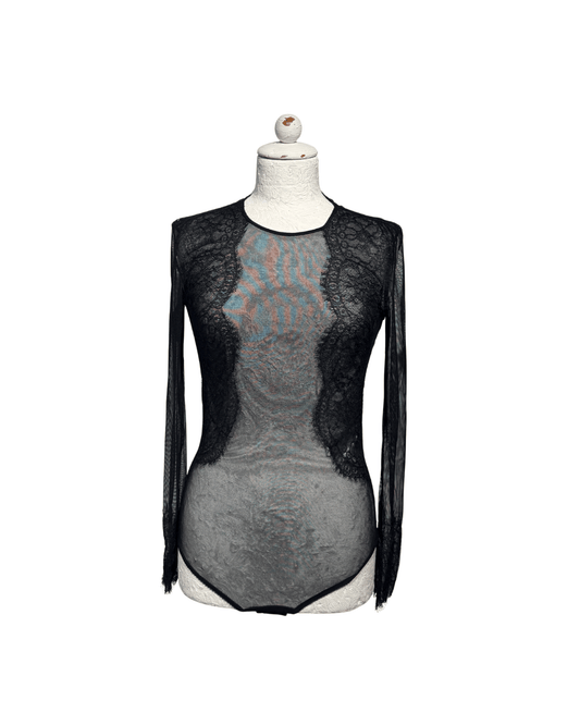 BODY IN PIZZO TRASPARENTE NERO ELISABETTA FRANCHI Tg 42