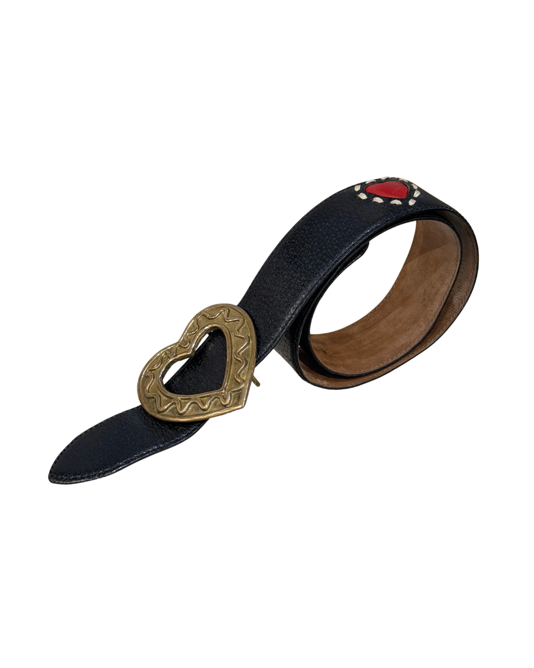 CINTURA MOSCHINO NERA CON CUORI 75