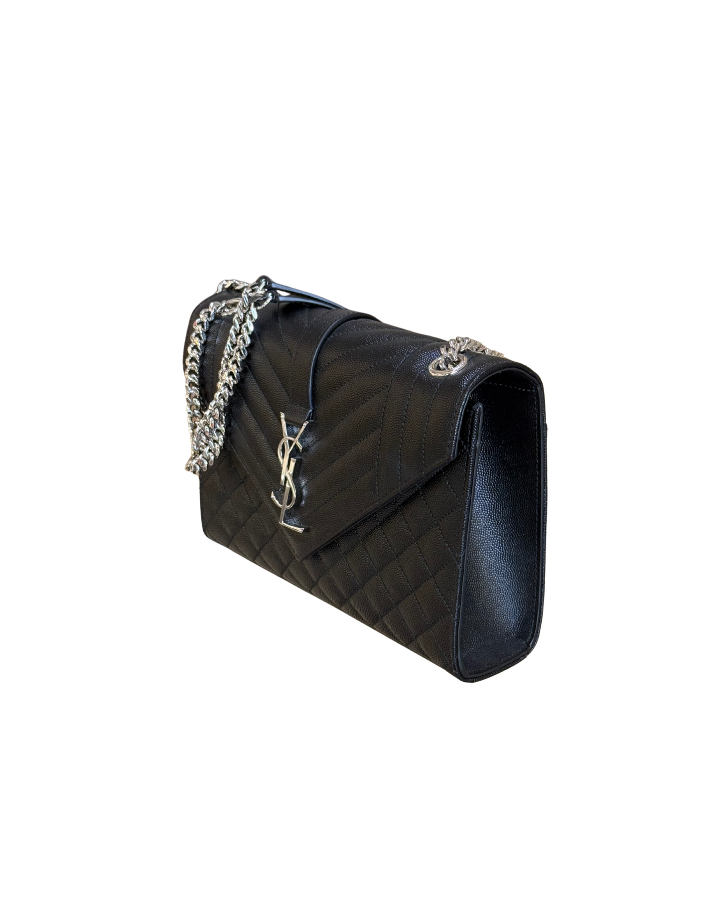 ENVELOPE YSL NERA HARDWARE ARGENTO