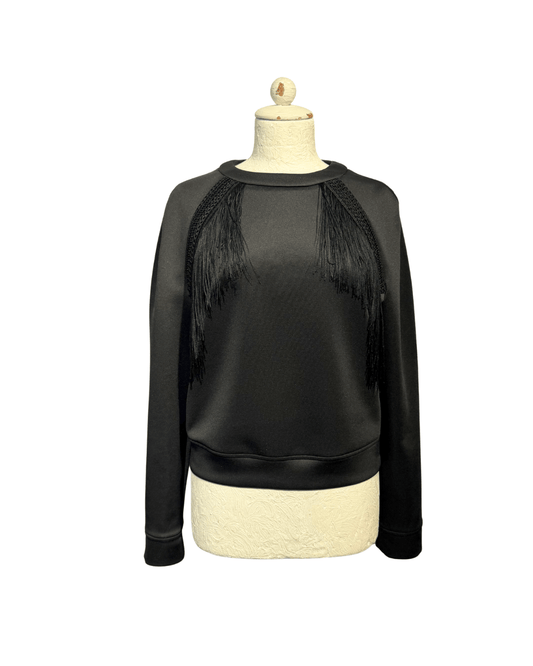 FELPA CAVALLI NERA CON FRANGE Tg S
