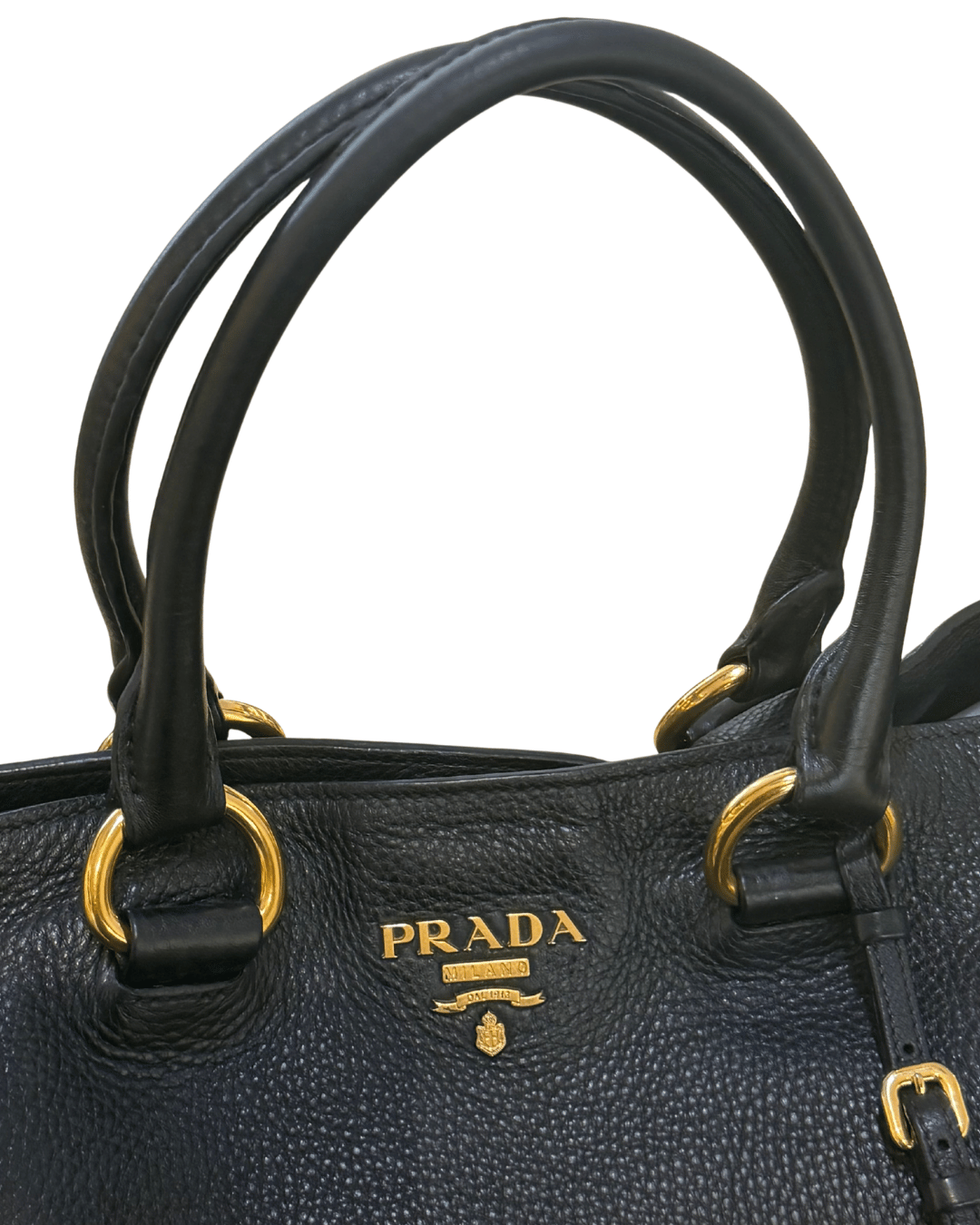 BORSA PRADA PELLE NERA MARTELLATA CON TRACOLLA