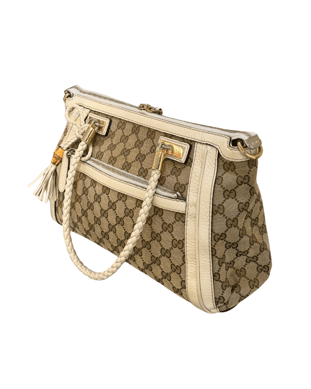 BORSA GUCCI RIFINITURE AVORIO MANICI INTRECCIATI