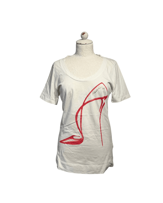 TSHIRT ELISABETTA FRANCHI BIANCA STAMPA DECOLLETE Tg 44