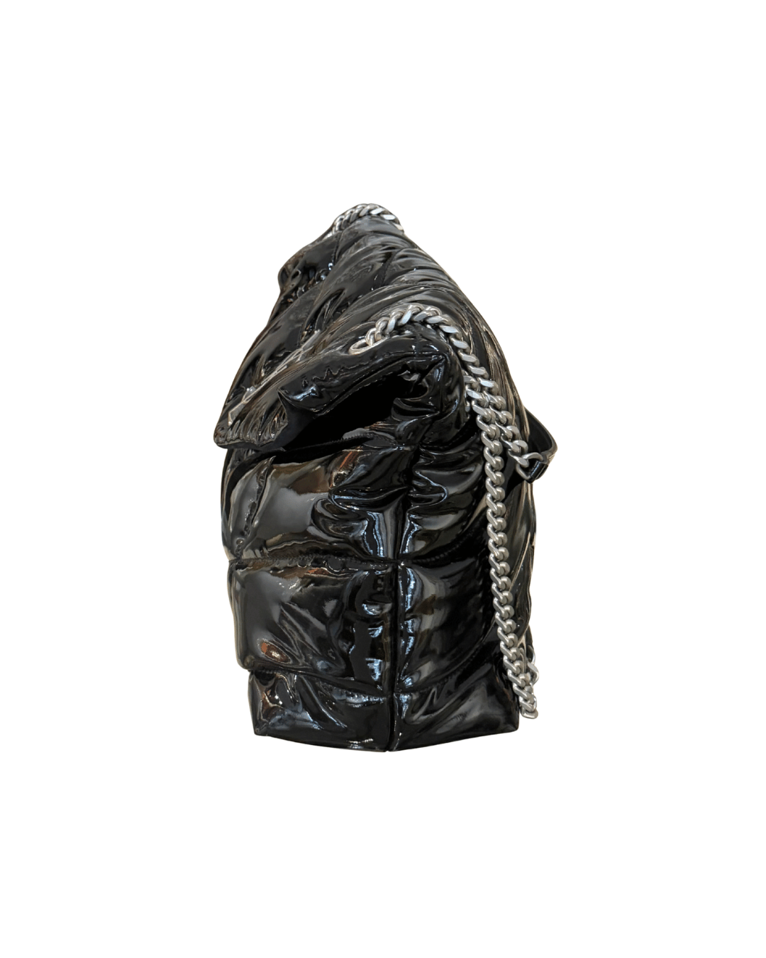 PUFFER MEDIA YSL PELLE VERNICIATA NERA