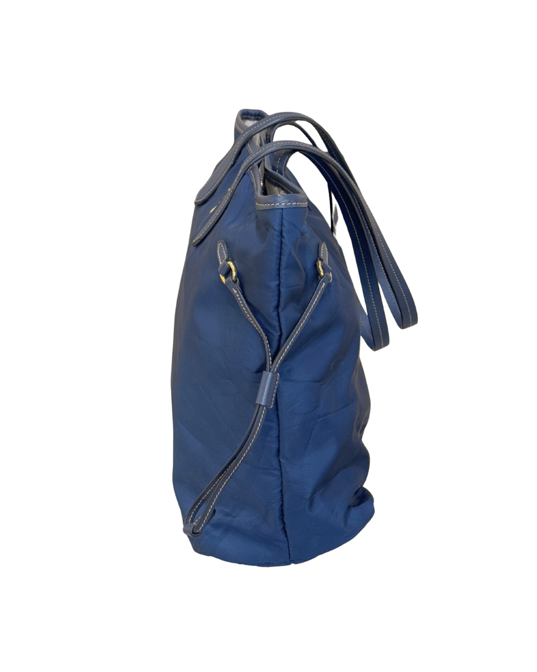 SHOPPER TESSUTO BLU PRADA PELLE SAFFIANO