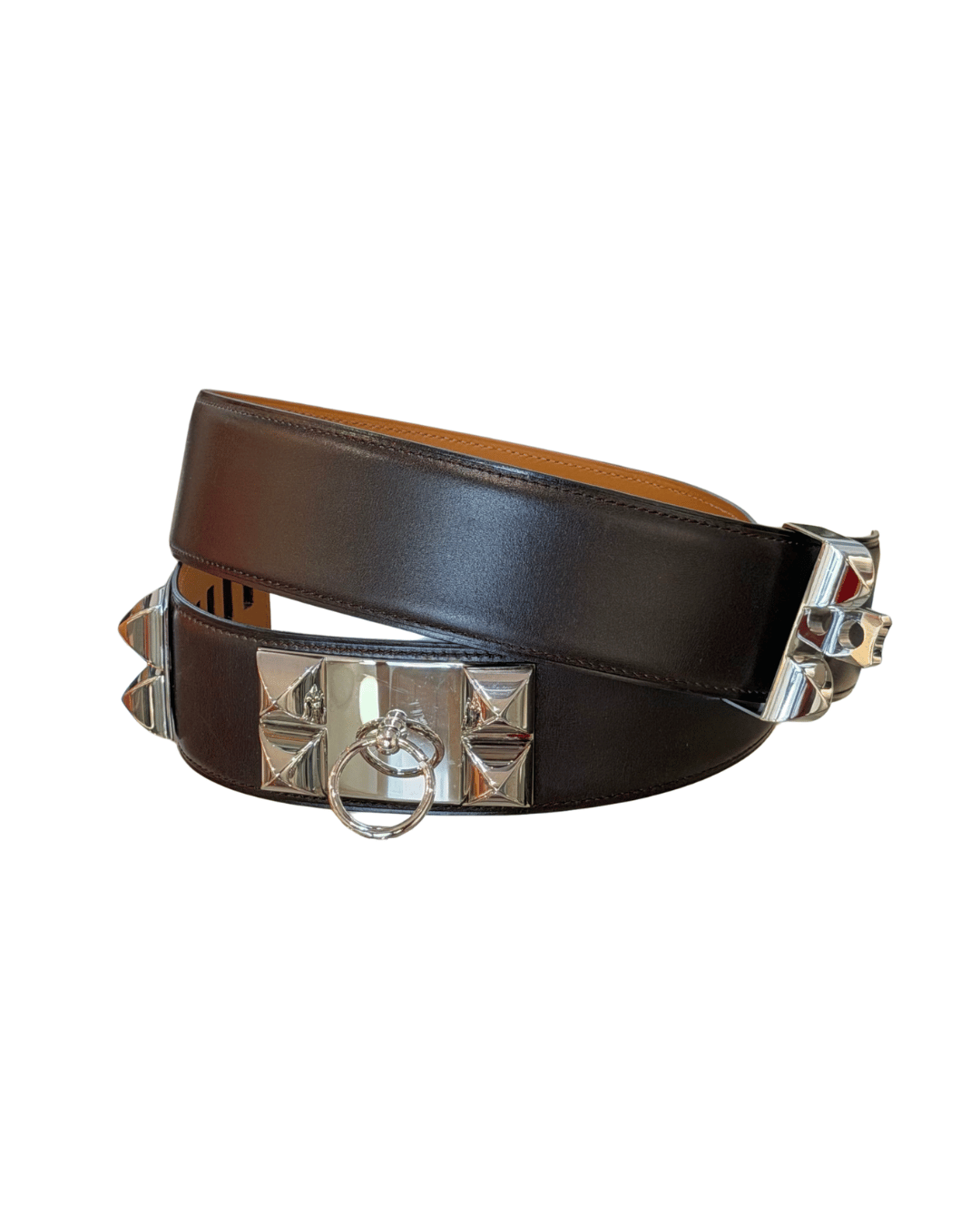 CINTURA HERMES COLLIER DE CHIEN MARRONE 80
