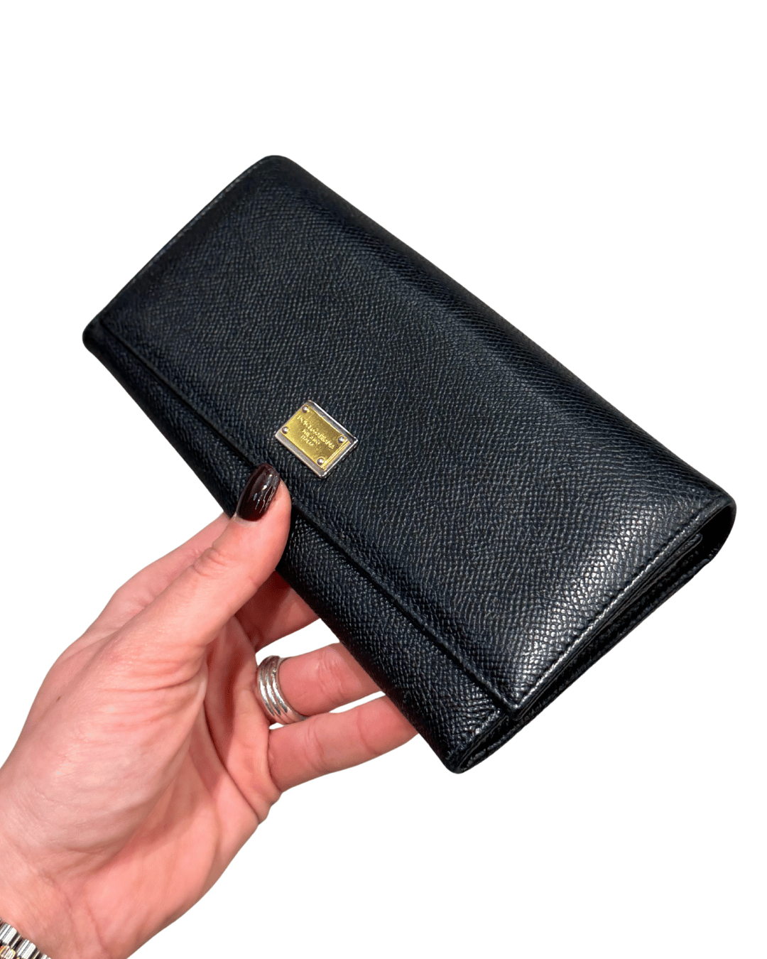 PORTAFOGLIO CONTINENTAL D&G PELLE MARTELLATA NERA