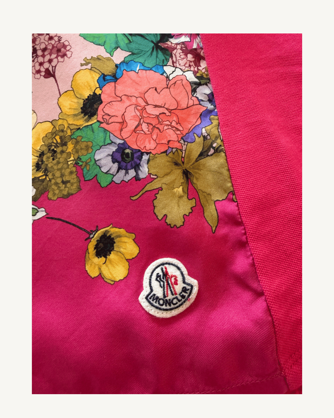 POLO MONCLER SETA E COTONE A FIORI Tg XS