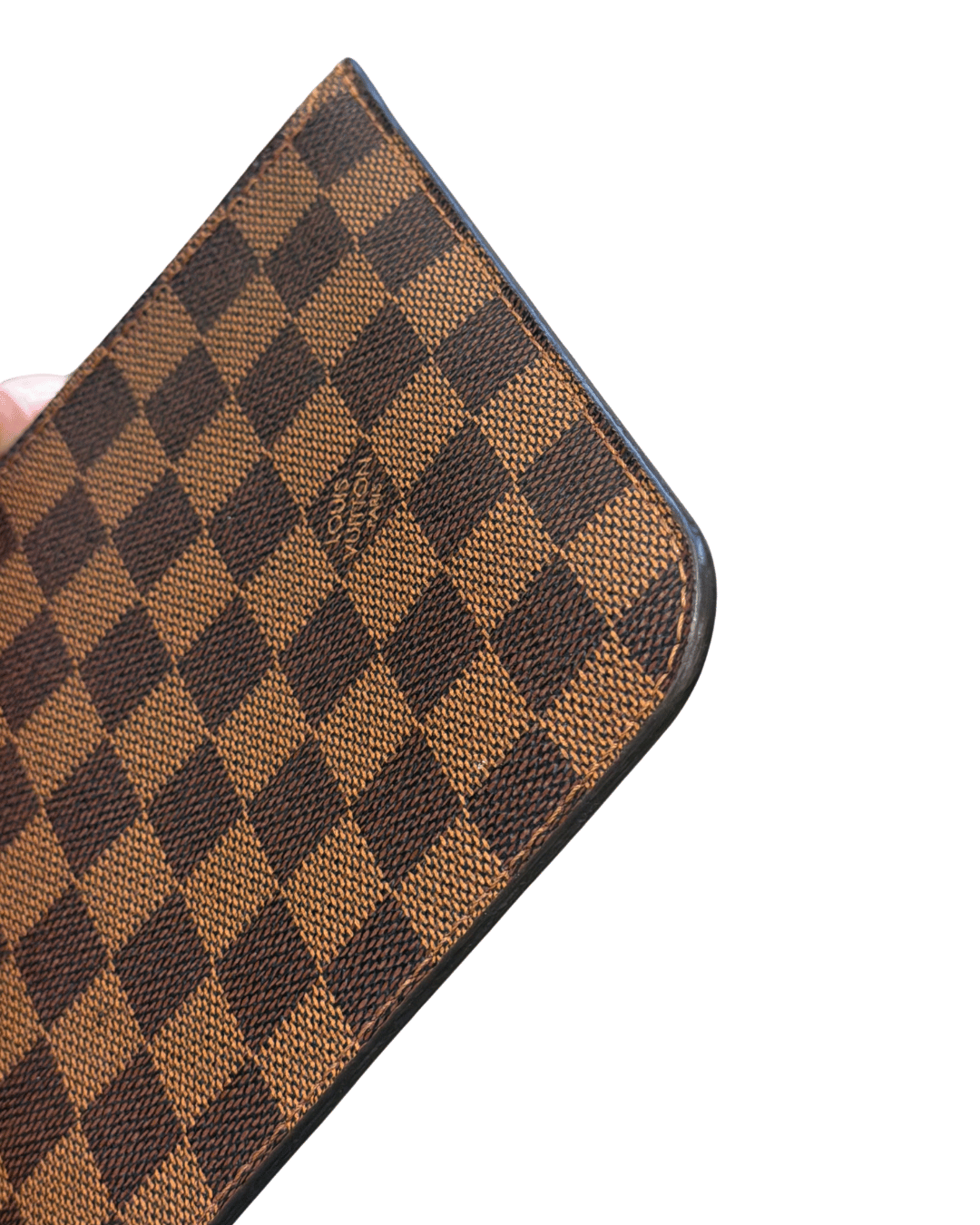 POCHETTE PIATTA DAMIER EBENE INTERNO ROSSO