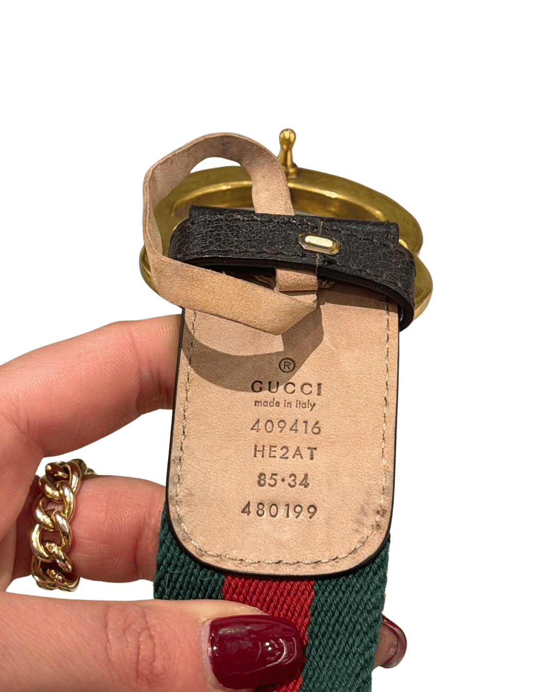 CINTURA GUCCI FASCIA WEB ROSSA E VERDE HARDWARE DORATO