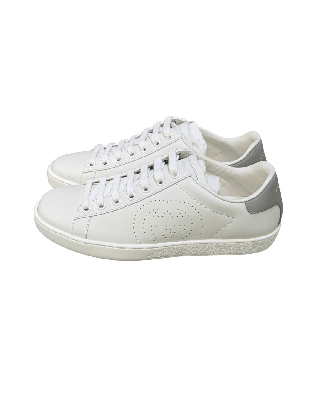 SNEAKERS GUCCI NUOVE ACE BIANCHE INSERTO GRIGIO Nr 36