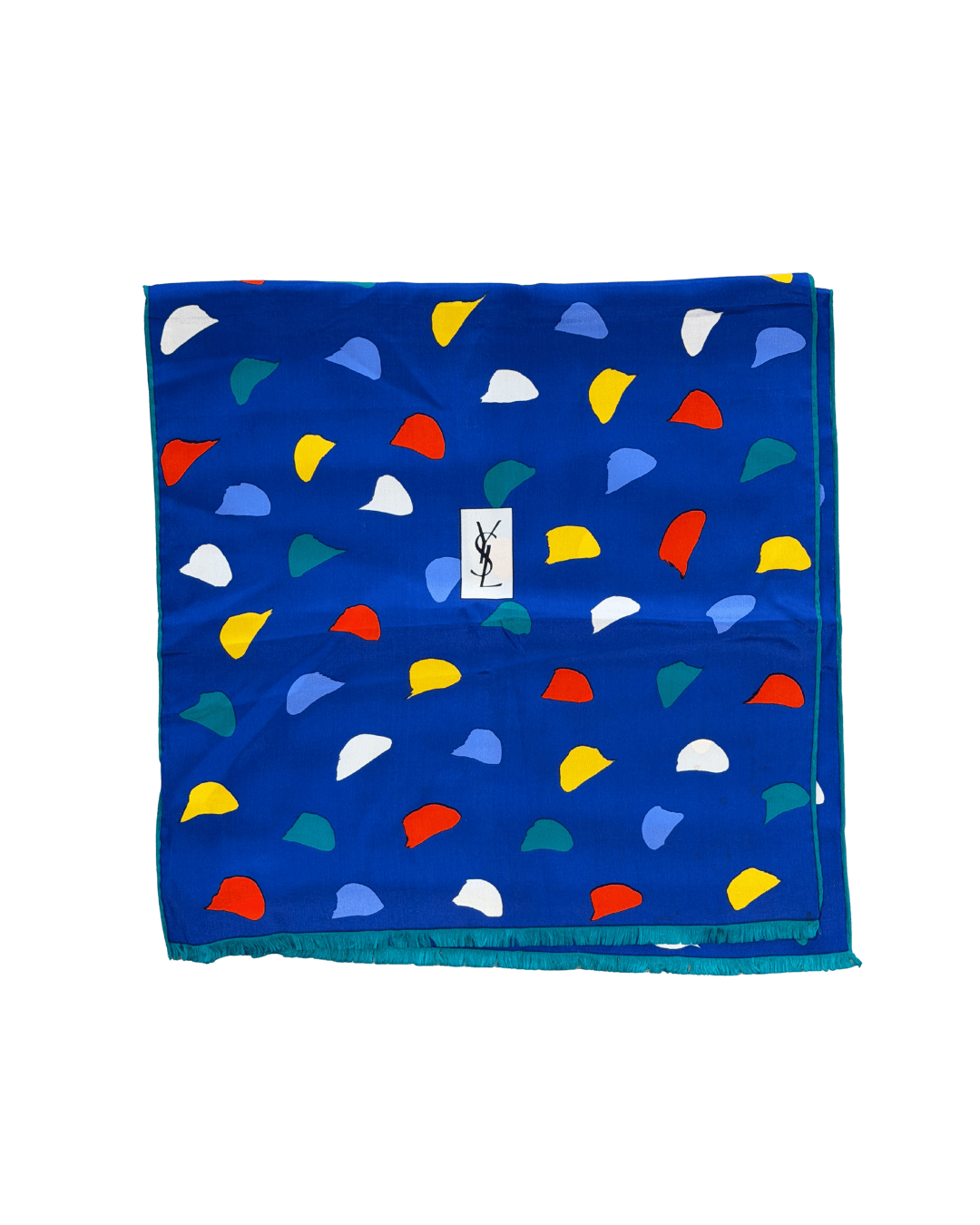 FOULARD VINTAGE YSL SETA BLU ELETTRICO