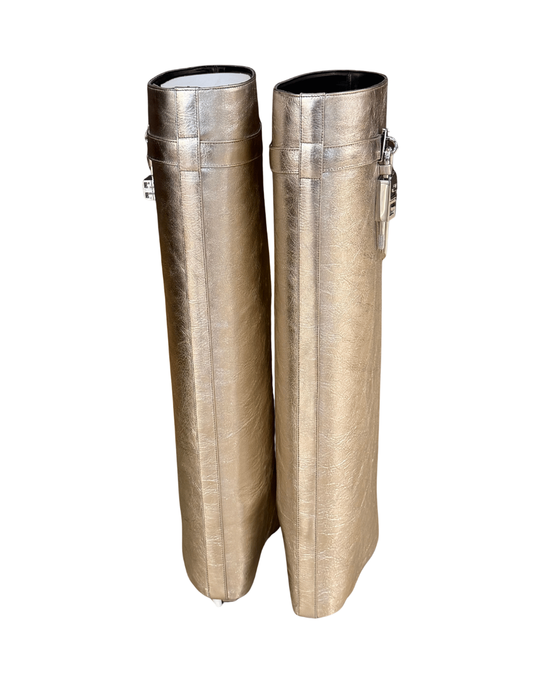 STIVALI GIVENCHY SHARK LOCK LAMINATI ORO Nr 38
