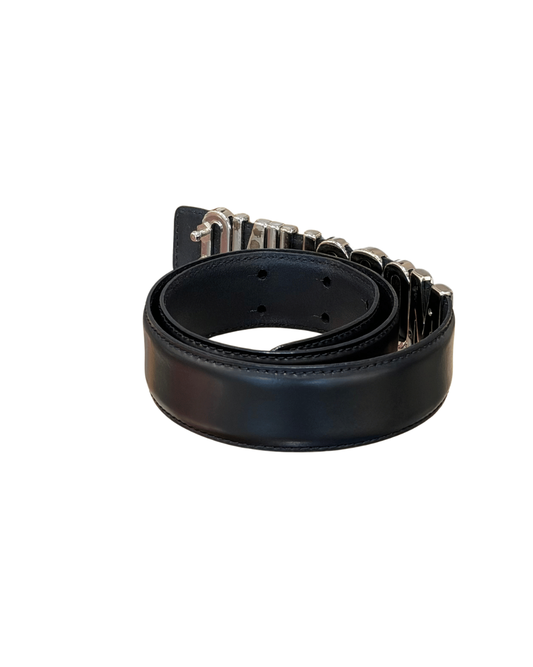 CINTURA MOSCHINO NERA HARDWARE ARGENTATO
