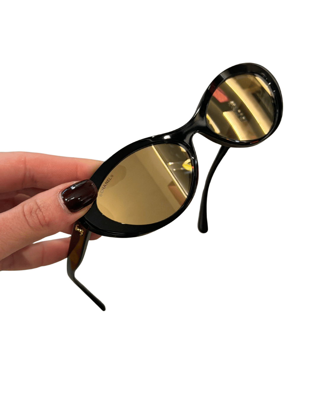 OCCHIALI OVALI CHANEL NERI LENTI A SPECCHIO