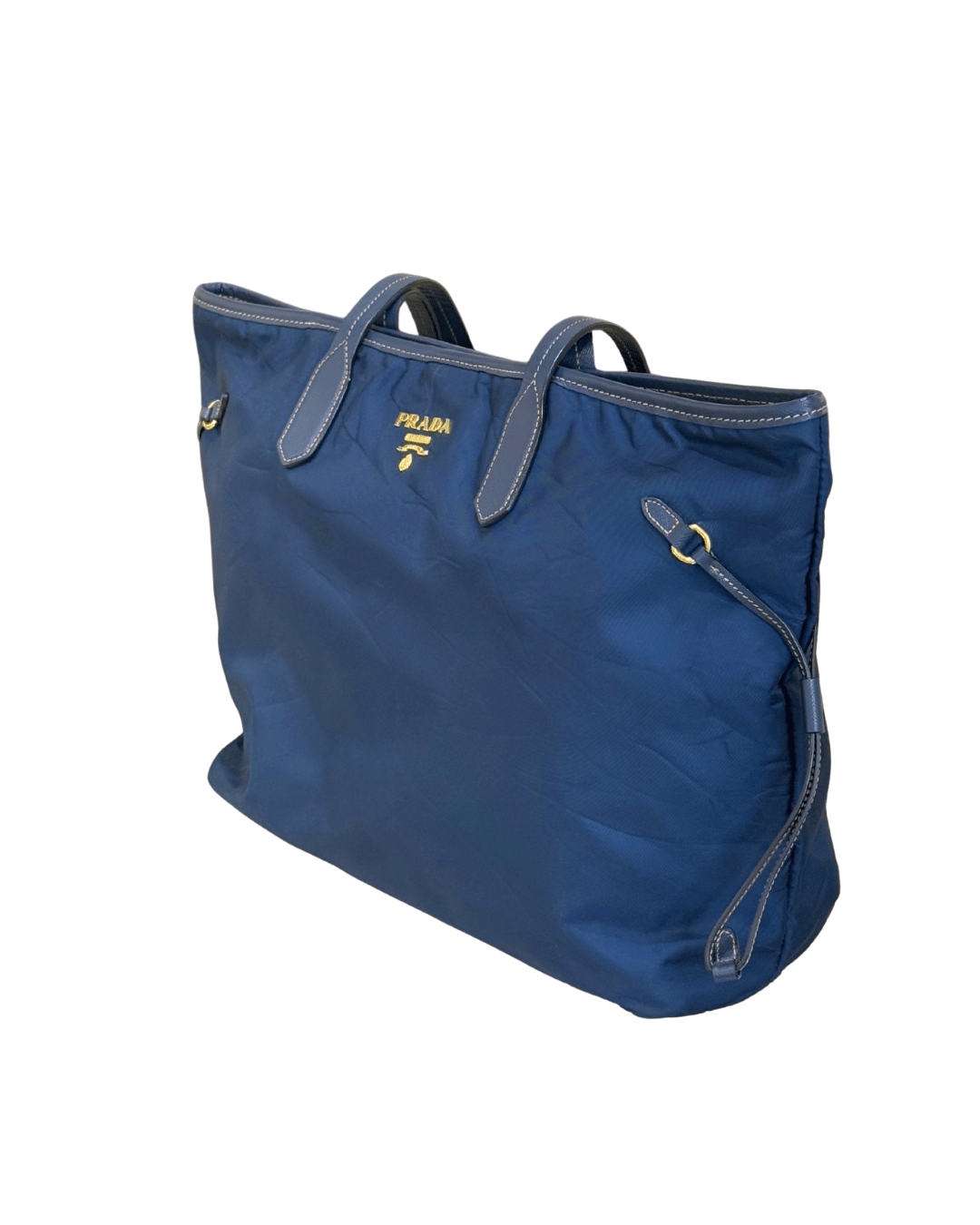 SHOPPER TESSUTO BLU PRADA PELLE SAFFIANO