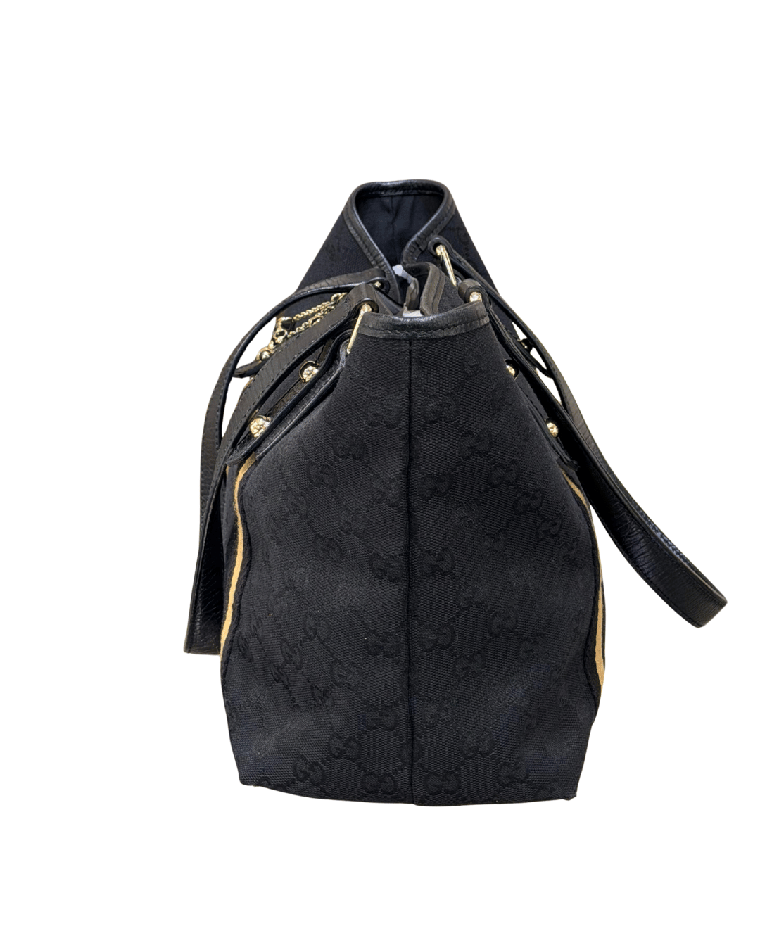 BORSA GUCCI TESSUTO NERO FASCIA WEB NERA E SENAPE