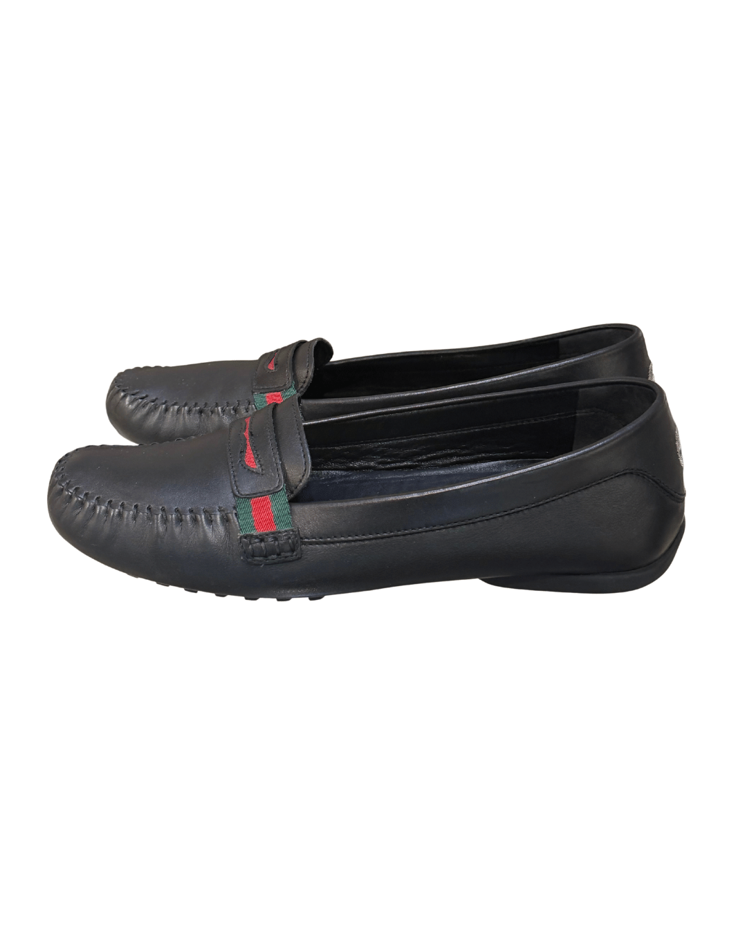 MOCASSINI GUCCI NERI FASCIA WEB NR 37.5
