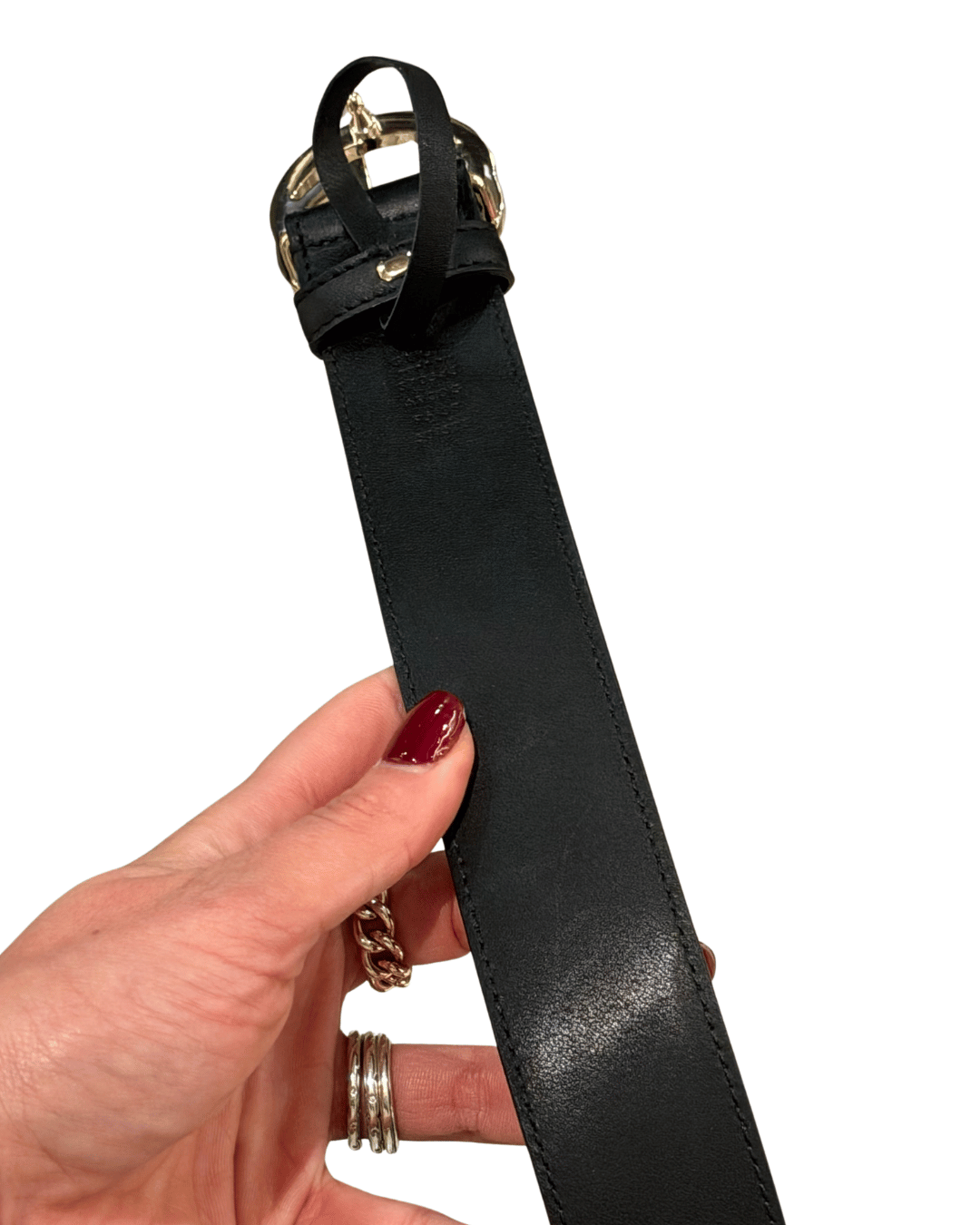 CINTURA GUCCI NERA CON HARDWARE ARGENTATO