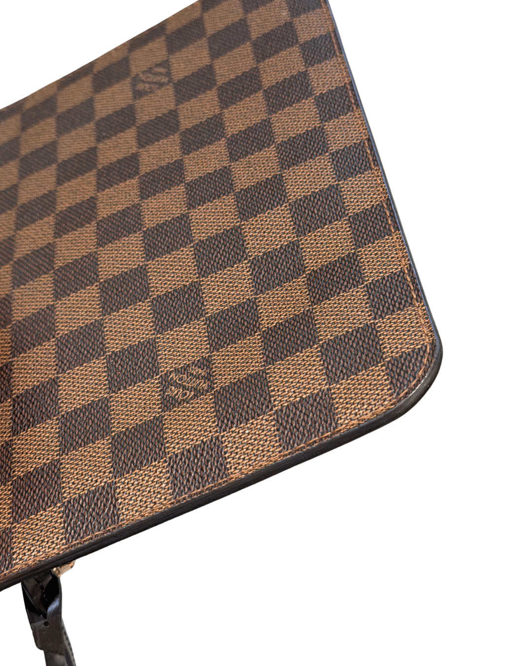 POCHETTE PIATTA DAMIER EBENE INTERNO ROSSO