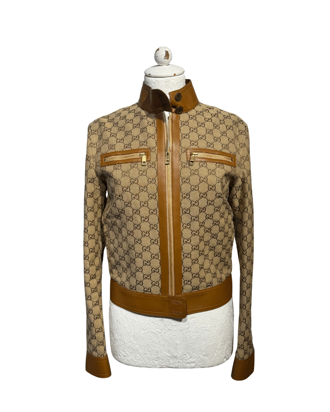 GIACCA GUCCI PELLE E TELA GG Tg 40