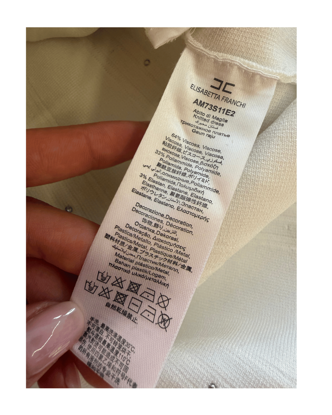 ABITO IN MAGLIA AVORIO CON BORCHIE ELISABETTA FRANCHI Tg 40