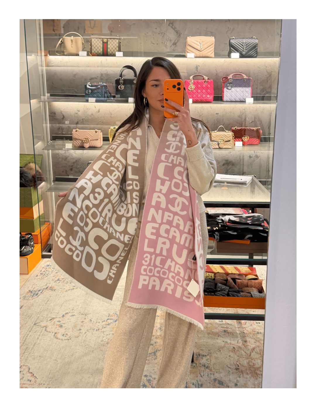 SCIARPA DEGRADE CHANEL ROSA E CAPPUCCINO