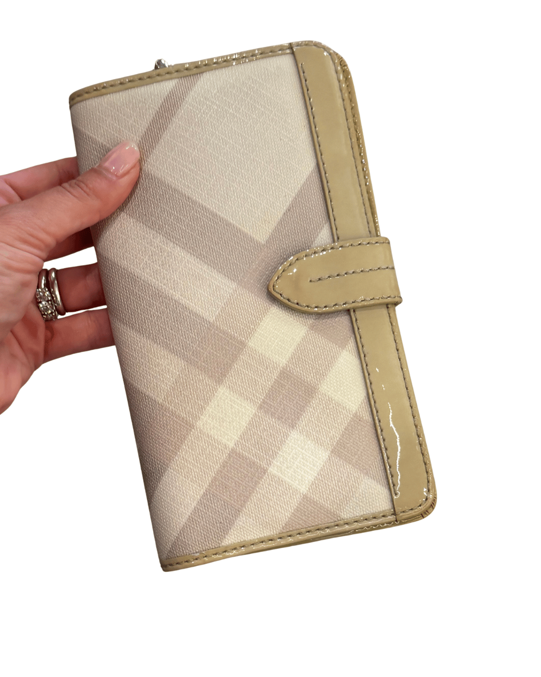 PORTAFOGLIO BURBERRY RIFINITURE BEIGE VERNICE