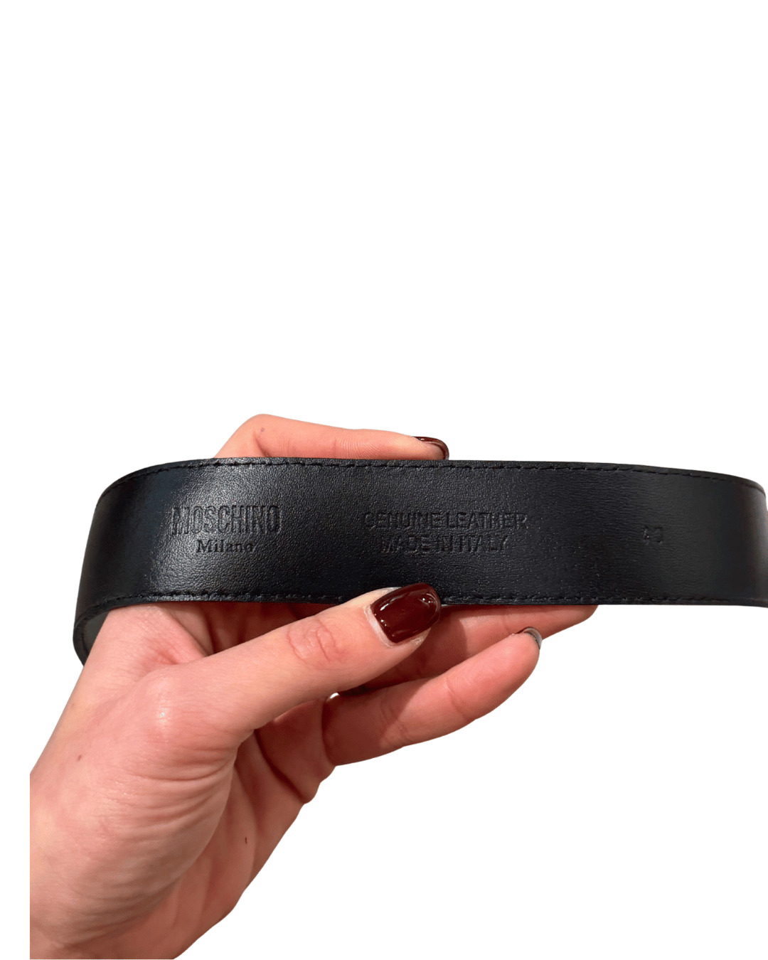 CINTURA MOSCHINO NERA HARDWARE DORATO